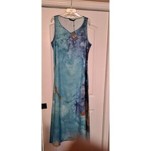 CO Sleeveless Blue Tie-Dye Maxi Dress